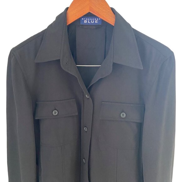 Strenesse Blue Women's Black Button Down Travel Shirt Size 6 Gabriele Strehle - Picture 3 of 10